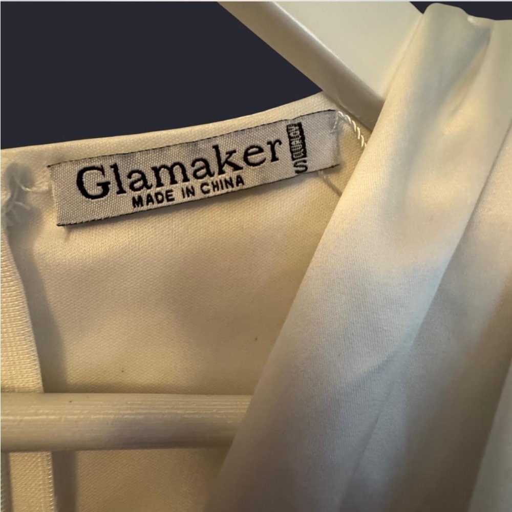 White Satin Dress Twist Front Ruched Satin Dress size small - Picture 3 of 8